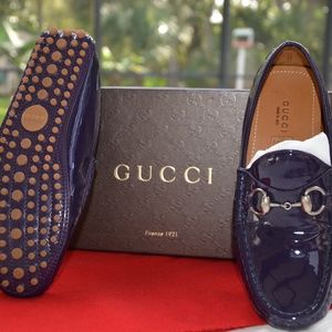 Gucci Purple Horsebit Patent Leather Driver Loafer